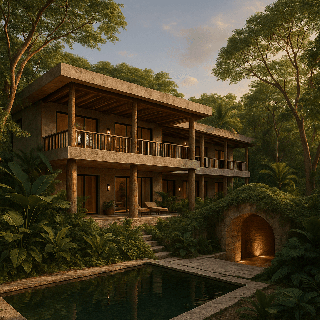 Render del proyecto Hotel Selva Azul